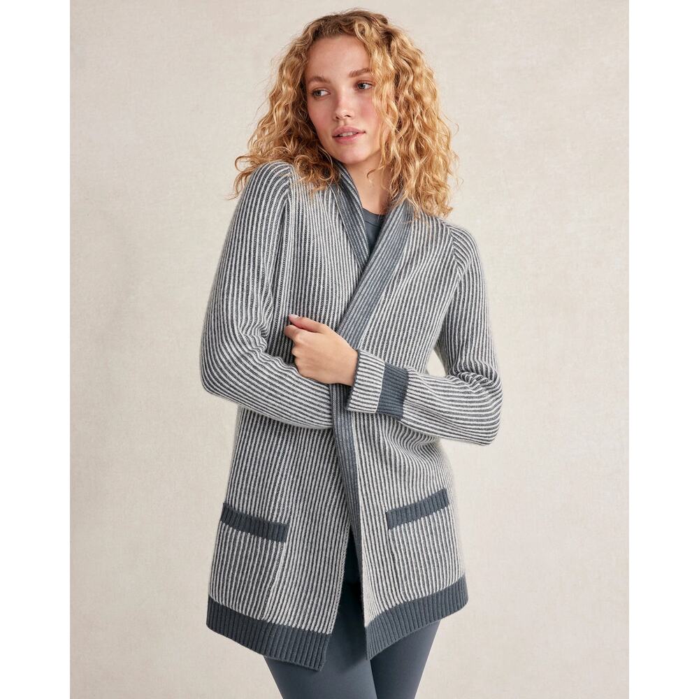 Haven Well Within Recycled Cashmere Shaker Stitch Cardigan Blue Womens Large